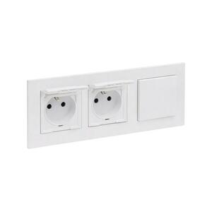 Legrand - Kettős kültéri dugalj 250V/16A és 1 kapcsoló, kerettel NILOE STEP, fehér LR0062+LR0051+LR0051+LR0054 kép