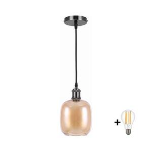 BRILAGI -LED zsinóros csillár RETRO GLASS 1xE27/60W/230V Ø 14 cm fekete/füstös barna NSTK7765+AI0177 kép