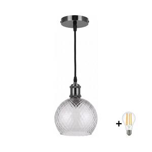 BRILAGI - LED függeszték kábellel RETRO GLASS 1xE27/60W/230V Ø 25 cm fekete/füstszürke NSTK7486+AI0177 kép