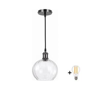 BRILAGI - LED függőlámpa kábellel RETRO GLASS 1xE27/60W/230V átm. 25 cm fekete/átlátszó NSTK7491+AI0177 kép