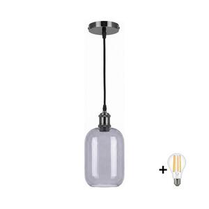 BRILAGI -LED Kábeles függőlámpa RETRO GLASS 1xE27/60W/230V átm. 14 cm fekete/füstszürke NSTK7757+AI0177 kép