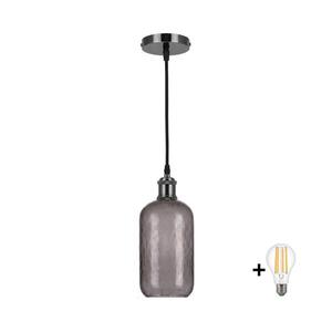 BRILAGI -LED Függőlámpa kábelen RETRO GLASS 1xE27/60W/230V Ø 14 cm fekete/füstszürke NSTK7501+AI0177 kép