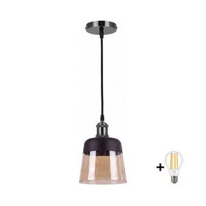 BRILAGI -LED függeszték kábellel R GLASS 1xE27/60W/230V átm. 15, 5 cm fekete/füstös bézs NSTK7325+AI0177 kép