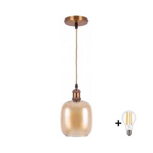 BRILAGI -LED csillár kábelen RETRO GLASS 1xE27/60W/230V Ø 14cm arany/füstös barna NSTK7765+AI0178 kép