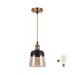 BRILAGI -LED zsinóros csillár R GLASS 1xE27/60W/230V átm. 15, 5 cm arany/füstbézs NSTK7325+AI0178 kép
