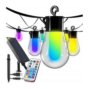 SmartLED RGB LED napelemes dekorációs fényfüzér, 15× LED, 18 funkció, USB, 6 m, IP44, fekete 4545 kép