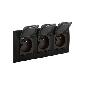 Legrand - Háromtagos kültéri aljzat 250V/16A NILOE IP44 fekete LR0014+LR0003+LR0003+LR0003 kép