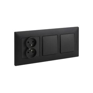Legrand -Kettős egypólusú kapcsoló 1-es és dupla aljzat 250V/16A NILOE fekete LR0014+LR0002+LR0006+LR0006 kép