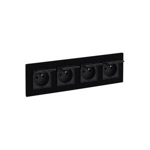 Legrand - Négyes kültéri konnektor 250V/16A kerettel IP44 NILOE STEP fekete LR0047+LR0035+LR0035+LR0035+LR0035 kép