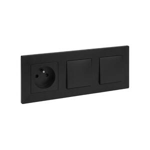 Legrand-Kettős egypólusú 1-es kapcsoló és háztartási aljzat 250V/16A NILOE STEP LR0046+LR0033+LR0038+LR0038 kép