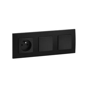Legrand -Kettős egypólusú kapcsoló 1-es és NILOE háztartási aljzat 250V/16A fekete LR0014+LR0006+LR0006+LR0001 kép