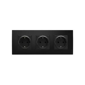 Legrand - Háromfoglalatú háztartási SCHUKO aljzat 250V/16A NILOE fekete LR0014+LR0114+LR0114+LR0114 kép