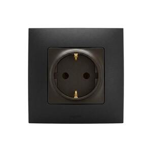 Legrand - NILOE fekete SCHUKO fali aljzat 250V/16A kerettel LR0012+LR0114 kép