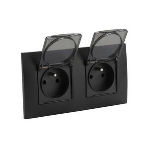 Legrand - Dupla kültéri dugalj 250V/16A NILOE IP44 fekete LR0013+LR0003+LR0003 kép