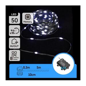 B.V. - LED kültéri fényfüzér 50xLED/8 funkció 3xAA 5, 3m IP44 hideg fehér B10303K1L kép