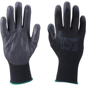 EXTOL PREMIUM kesztyű poliészterből, félig mártott PU, fekete, 10" kép