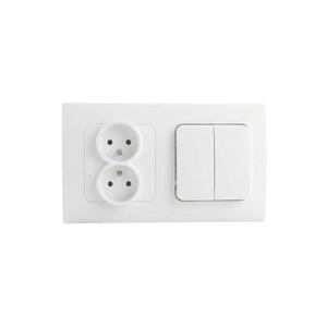 Legrand-Dupla fali aljzat 250V/16A és dupla kapcsoló 5-ös kerettel NILOE STEP fehér LR0061+LR0050+LR0055 kép