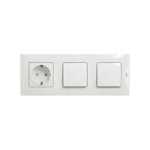 Legrand-Kettős egypólusú kapcsoló 1-es és háztartási dugalj 250V/16A SCHUKO NILOE kerettel, fehér LR0030+LR0113+LR0022+LR0022 kép