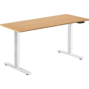 AlzaErgo Table ET1 Essential fehér + 160×80 cm-es lekerekített bambusz asztallap kép