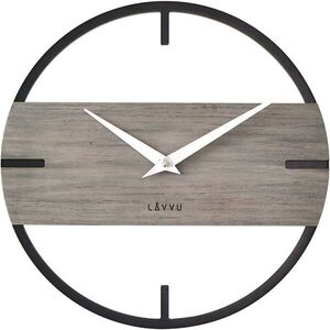 LAVVU Loft falióra, stílusos ipari megjelenés, fa, ezüstszínű mutatók kép