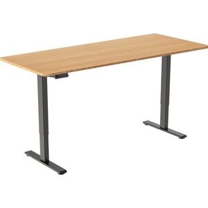 AlzaErgo Table ET2 Essential fekete + 160 × 80 cm-es lekerekített bambusz asztallap kép