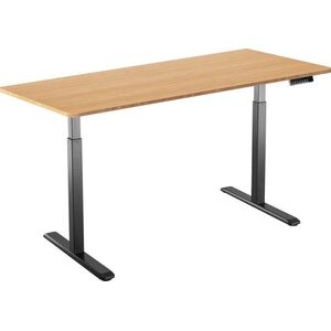 AlzaErgo Table ET2, fekete + asztallap, 160×80 cm, bambusz, lekerekített kép