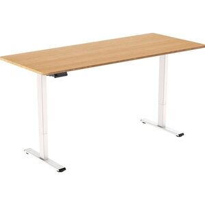 AlzaErgo Table ET2 Essential fehér + 160×80 cm-es lekerekített bambusz asztallap kép