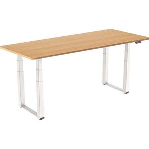 AlzaErgo Table ET7 Heavy Duty, fehér + asztallap, 160 × 80 cm, lekerekített, bambusz kép