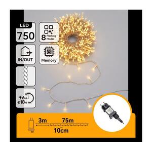 B.V. - LED kültéri karácsonyi fényfüzér 750xLED/8 funkciós 78m IP44 meleg fehér B10303AFRJ kép