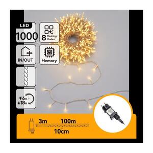 B.V. - 1000 LED, 8 funkciós kültéri karácsonyi fényfüzér, 103 m, IP44, meleg fehér B10303AFRK kép