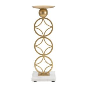 Gyertyatartó, art deco mintával arany, fehér - ANNABELLE - Butopêa kép