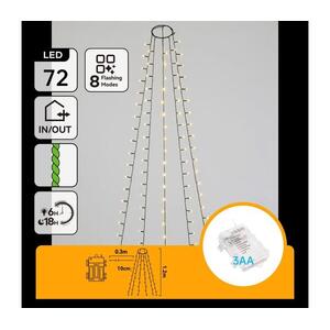 B.V. - LED kültéri karácsonyi fényfüzér 72xLED/8 funkciós 3xAA 1, 2m IP44 meleg fehér B103033X4 kép