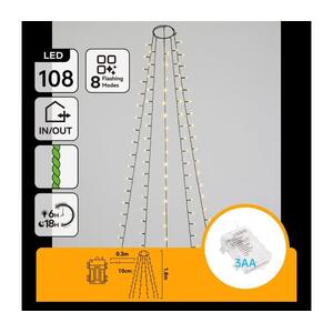 B.V. - LED kültéri karácsonyi fényfüzér 108x LED/8 funkcióval 3xAA 1, 8m IP44 meleg fehér B103033X6 kép