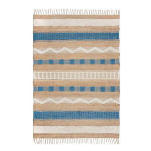 Kék-natúr színű kézi szövésű jutakeverék szőnyeg 160x230 cm Medina Jute – Flair Rugs kép