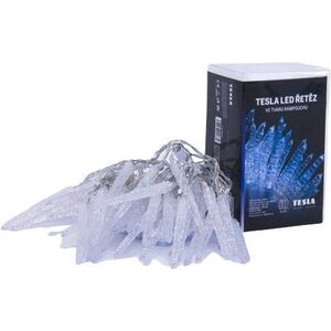 Tesla - Karácsonyi Fényfüzér - jégcsap, 7cm, 50LED, 6500K, 5m + 30cm kábel, 3x AA elem, idő. IP44 kép