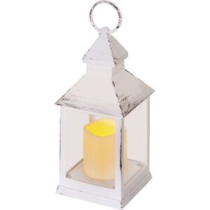 EMOS LED dekoráció - lámpás, antik, fehér, villogó, 3× AAA, beltéri, vintage, időzítő kép