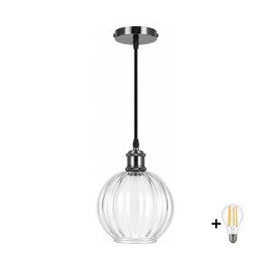 BRILAGI - LED függőlámpa kábelen RETRO GLASS 1xE27/60W/230V Ø 18 cm fekete/átlátszó NSTK7485+AI0177 kép