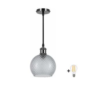 BRILAGI -LED Zsinóros csillár RETRO GLASS 1xE27/60W/230V Ø 18 cm fekete/füstszürke NSTK7466+AI0177 kép