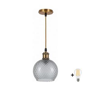 BRILAGI -LED kábeles függőlámpa RETRO GLASS 1xE27/60W/230V átm. 18 cm arany/füstszürke NSTK7466+AI0178 kép