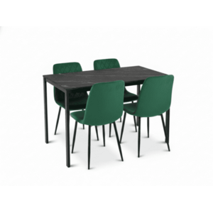 Étkező garnitúra 1 + 4, fekete asztal RAMOD 100x60 cm márvány dekor + zöld TURIN szék fekete lábakkal kép