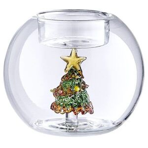 MERRY BRIGHT üveg gyertyatartó gömb Ø8cm , karácsonyfa kép
