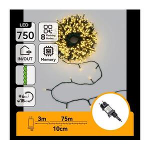 B.V. - LED kültéri karácsonyi fényfüzér 750 LED/8 funkció 78 m IP44 meleg fehér B10303AFRD kép