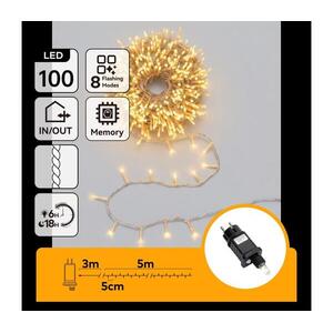 B.V. - LED kültéri karácsonyi fényfüzér 100xLED/8 működési mód 5, 3m IP44 meleg fehér B10303ABMC kép