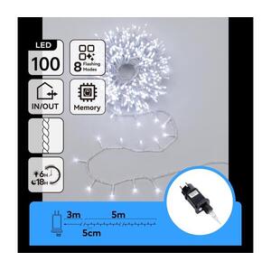 B.V. - LED kültéri karácsonyi fényfüzér 100xLED/8 funkció 5, 3m IP44 hideg fehér B10303ABLO kép