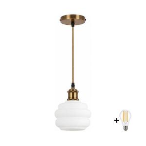 BRILAGI - LED függőlámpa kábelen RETRO GLASS 1xE27/60W/230V Ø 20 cm arany/fehér NSTK7639+AI0178 kép