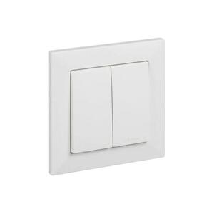 Legrand - Dupla lépcsőkapcsoló 6+6-os SUNO kerettel, fehér LR0092+LR0085 kép