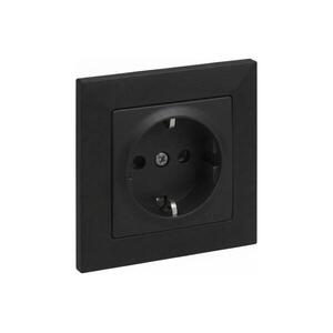 Legrand - Háztartási SCHUKO dugalj 250V/16A SUNO kerettel, fekete LR0076+LR0118 kép
