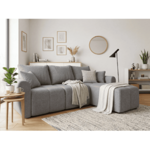 SEVIO L alakú kihúzható sarokkanapé, 246x145 cm, szürke, univerzális + 2 párna INGYEN kép