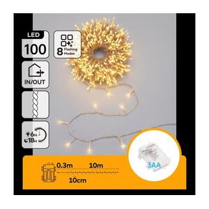 B.V. - LED kültéri karácsonyi fényfüzér 100xLED/8 funkció 3xAA 10, 3m IP44 meleg fehér B10303AFXW kép