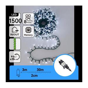 B.V. - LED Kültéri karácsonyi fényfüzér 1500xLED/8 funkció 33m IP44 hideg fehér B10303AFVP kép